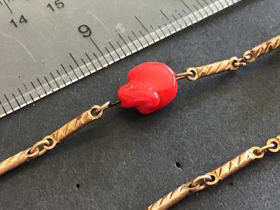 Germany Marked Red Glass Link Necklace Layering Antique