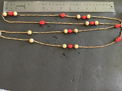 Germany Marked Red Glass Link Necklace Layering Antique