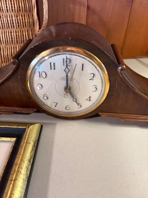 Sale Photo Thumbnail #645: Bento, vase, frames, nonworking electric mantle clock