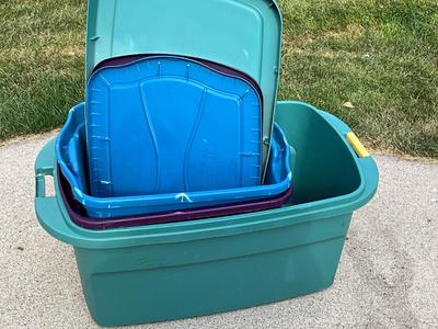 Serilite totes, 2 at 18gal, bottom one 22 gall