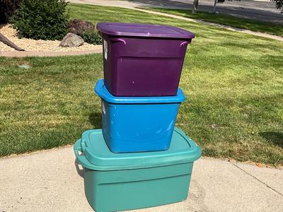 Serilite totes, 2 at 18gal, bottom one 22 gall