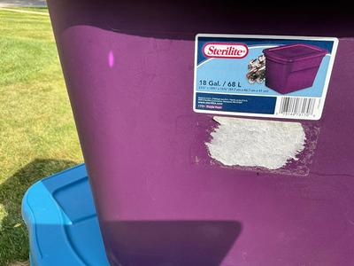 Serilite totes, 2 at 18gal, bottom one 22 gall