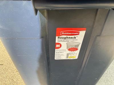 3 Rubbermaid 1 Sterilite heavy duty totes, 18gal