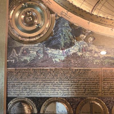 LOT 50L: Framed Gold-Tone Foil World Map