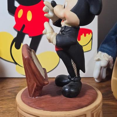 LOT 54D: The Art of Disney Book, Donald Duck Mug, Miniature Mickey Mouse Figure, Disney World Trinket Tray, Mickey Conductor Music Box,...