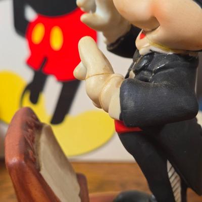 LOT 54D: The Art of Disney Book, Donald Duck Mug, Miniature Mickey Mouse Figure, Disney World Trinket Tray, Mickey Conductor Music Box,...