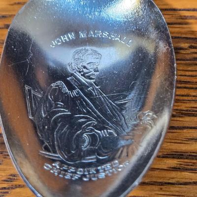 LOT 55D: Assorted Stainless Flat Ware and Various Silver Plated Presidential Spoons