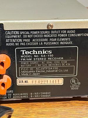 LOT 75D: Vintage Technics Stereo Receiver - SA-150