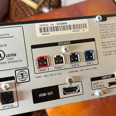 LOT 85C: Sony 5-Disc DVD Home Theater System with Speakers - HCD-HDX275