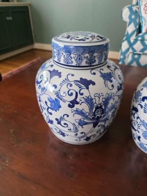 Blue and white ginger jar
