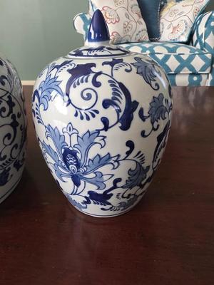 Blue and white ginger jar