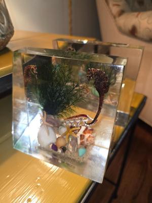 Vintage Lucite Ocean Themed Bookends