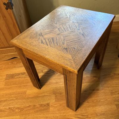 Retro Faux Leather Armchair with End Table