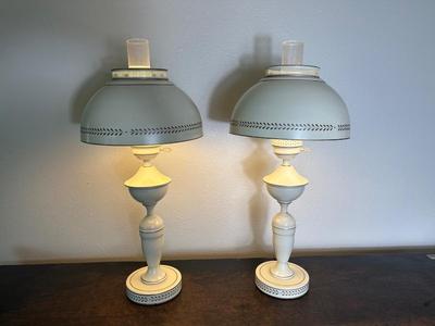 Pair of Painted Metal Bouillotte Lamps