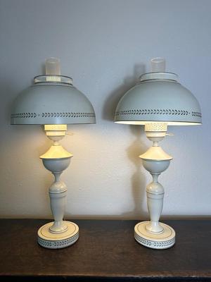 Pair of Painted Metal Bouillotte Lamps