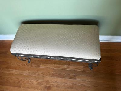 Upholstered Metal Scroll Bench