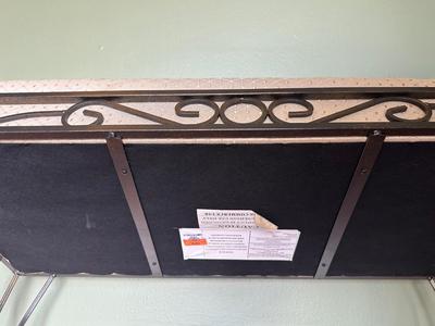 Upholstered Metal Scroll Bench