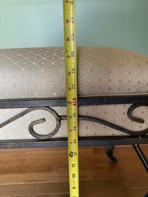 Upholstered Metal Scroll Bench