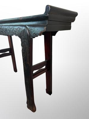 Vintage Chinese Style Carved Console / Altar Table with Scroll Ends