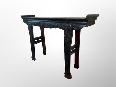Vintage Chinese Style Carved Console / Altar Table with Scroll Ends
