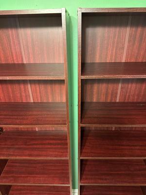 Pair of Tall Laminate Bookcases – Adjustable Shelves