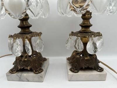 Pair of Vintage Crystal Accent Lamps