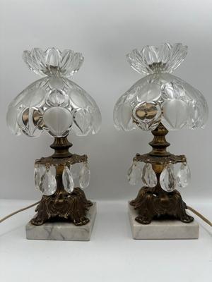 Pair of Vintage Crystal Accent Lamps