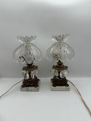 Pair of Vintage Crystal Accent Lamps