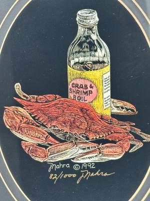 Two Framed & Signed Seafood Prints by Mahra