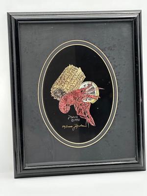 Two Framed & Signed Seafood Prints by Mahra
