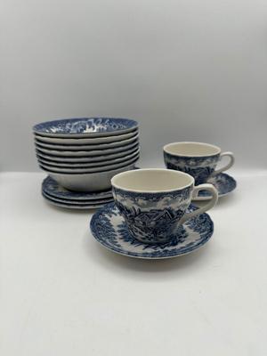 Churchill Blue & White Transferware Dishes
