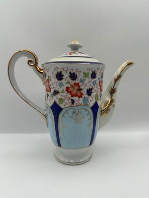 Occupied Japan Hand-Painted Porcelain Coffee Set — Bold China, Floral & Gold Trim
