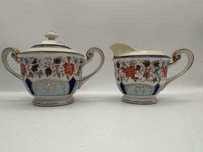 Occupied Japan Hand-Painted Porcelain Coffee Set — Bold China, Floral & Gold Trim