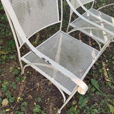 Pair of White Wrought Iron Chairs