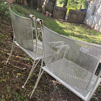 Pair of White Wrought Iron Chairs