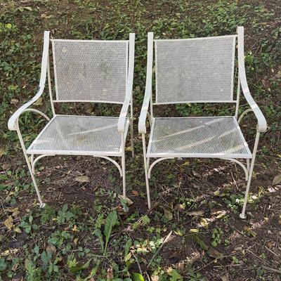 Pair of White Wrought Iron Chairs