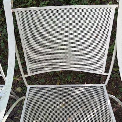 Pair of White Wrought Iron Chairs