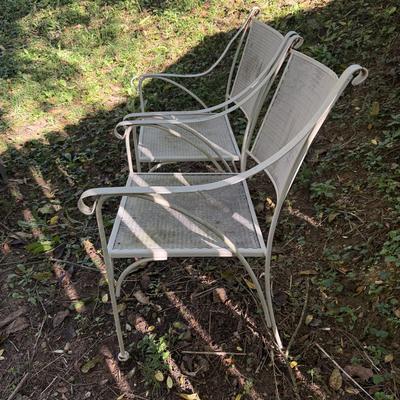 Pair of White Wrought Iron Chairs