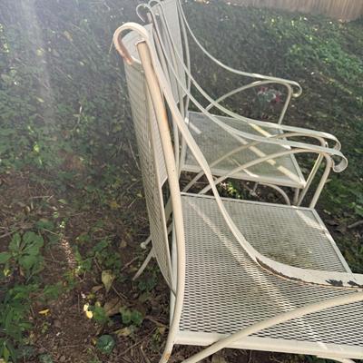 Pair of White Wrought Iron Chairs
