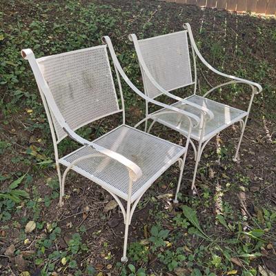 Pair of White Wrought Iron Chairs