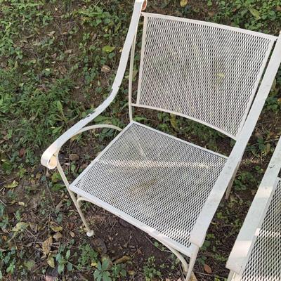 Pair of White Wrought Iron Chairs