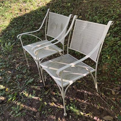 Pair of White Wrought Iron Chairs