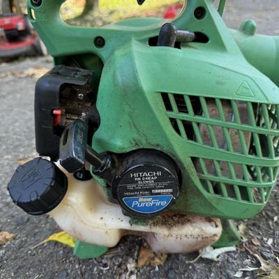 Troy-Built Mower & Hitachi Blower with Three Gas Cans