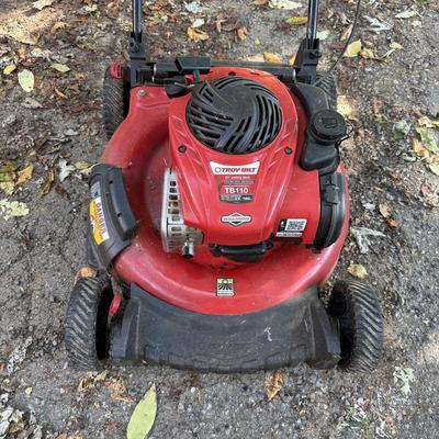 Troy-Built Mower & Hitachi Blower with Three Gas Cans
