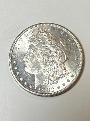 188O-S UNCIRCULATED CONDITION MORGAN SILVER DOLLAR (COIN #3X4) AS PICTURED.