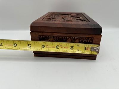 Hand-Carved Wooden Cigarette / Card Box