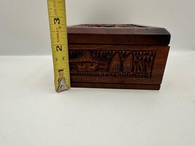 Hand-Carved Wooden Cigarette / Card Box
