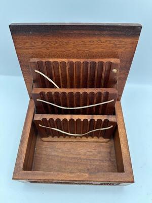 Hand-Carved Wooden Cigarette / Card Box