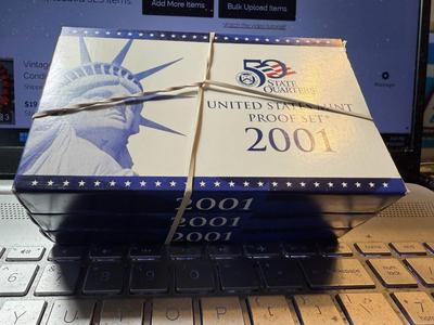 (3) 2001-S 10-COIN U.S. CLAD PROOF SETS AS PICTURED.