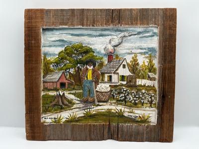 Henry Watson “Old Man Joe” Oil on Reclaimed Cypress